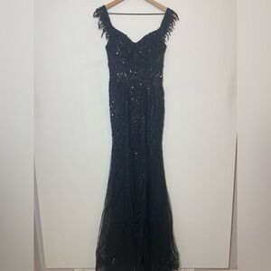Ladivine Cinderella Divine Sequin Formal Gown Black Sz XS dark fairy dress